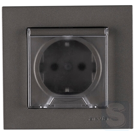 Розетка із заземленням та кришкою 16A/220V Arvia Electric KAREN Антрацит (20 06 2000 218)